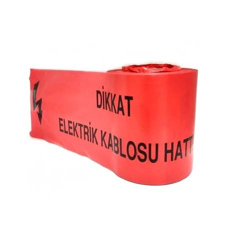  15 cm Dikkat Elektrik Kablosu Hattı Ikaz Bandı , Emniyet Şeridi Yeraltı Elektrik Kablosu Hattı Uyarı 250 Mt - 0