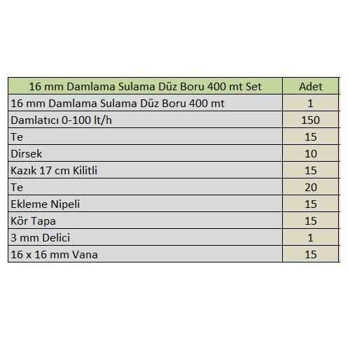 16 Mm Damlama Sulama Düz Boru Ve Ek Parça 400 Mt Set 4 - 1