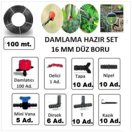 CPLAST DAMLAMA SULAMA BORU VE PARÇA SETİ DELİKSİZ 16 mm 100MT