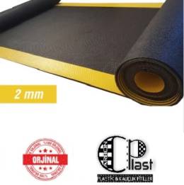Karbonplast 2 mm Yalıtkan Paspas Sarı Şeritli Siyah 10 kv - 10 mt En : 100 cm 